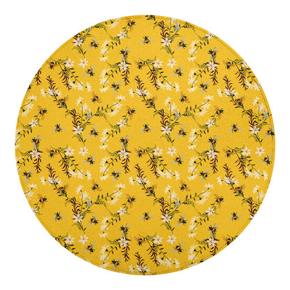 Bee Drawing Pattern Print Round Blanket