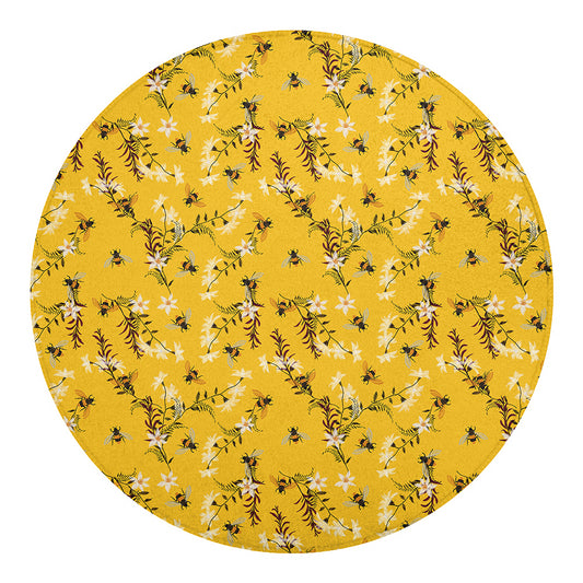 Bee Drawing Pattern Print Round Blanket