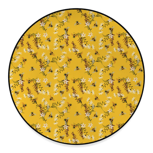 Bee Drawing Pattern Print Round Floor Mat