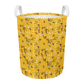 Bee Drawing Pattern Print Round Laundry Basket