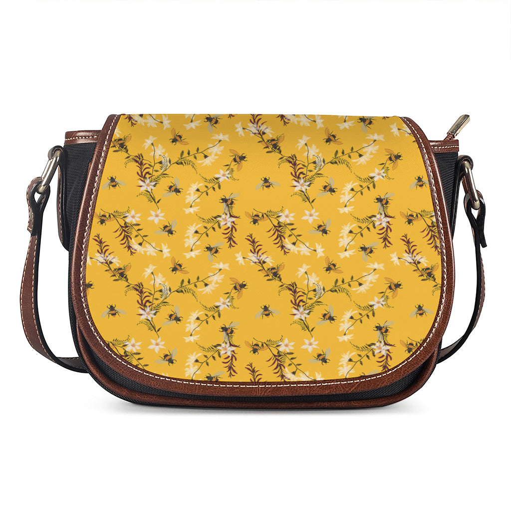 Bee Drawing Pattern Print Saddle Bag