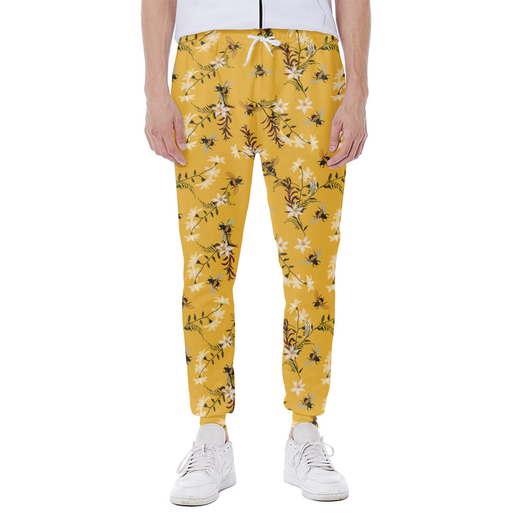 Bee Drawing Pattern Print Scuba Joggers