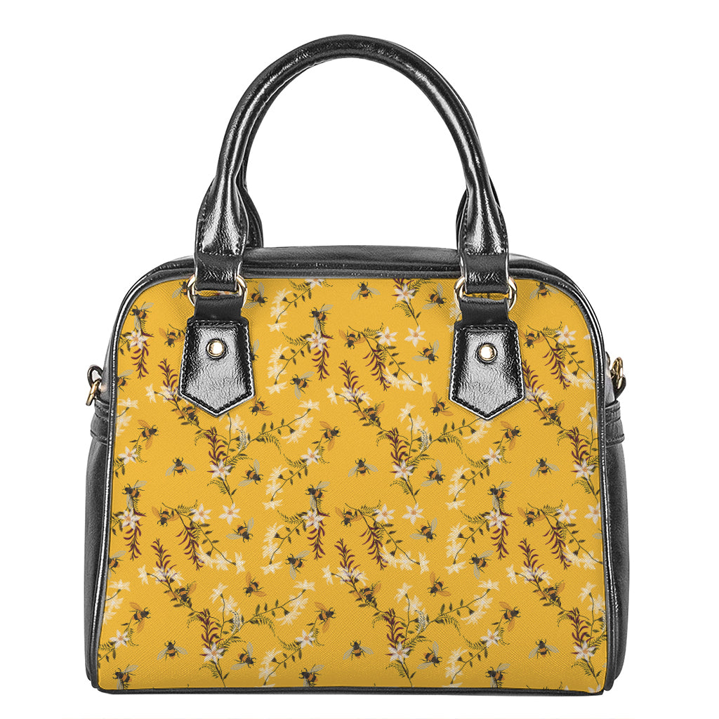 Bee Drawing Pattern Print Shoulder Handbag