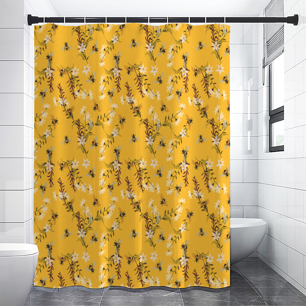 Bee Drawing Pattern Print Shower Curtain