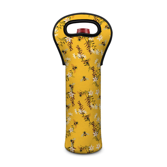 Bee Drawing Pattern Print Single Neoprene Wine Tote