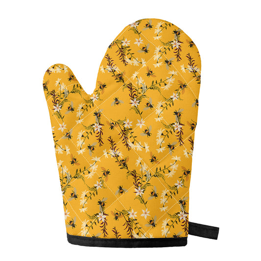 Bee Drawing Pattern Print Single Oven Mitt