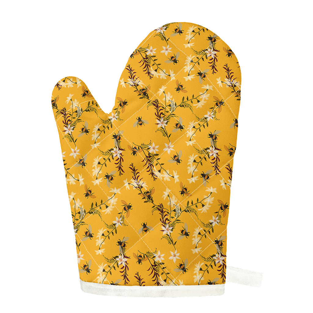 Bee Drawing Pattern Print Single Oven Mitt