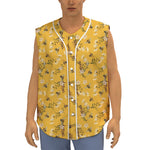 Bee Drawing Pattern Print Sleeveless Baseball Jersey