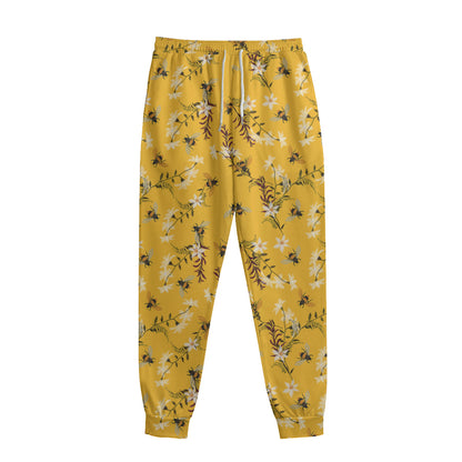 Bee Drawing Pattern Print Sweatpants