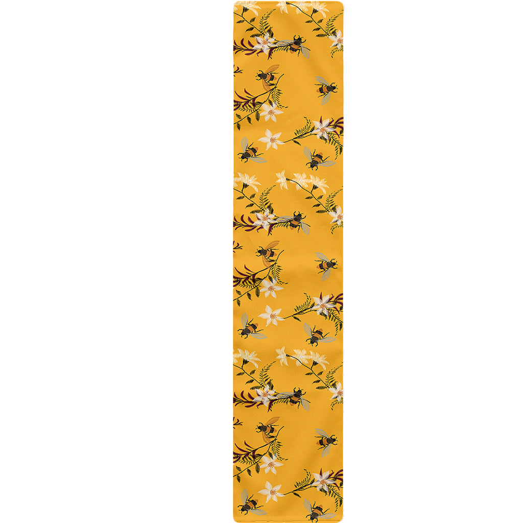 Bee Drawing Pattern Print Table Runner