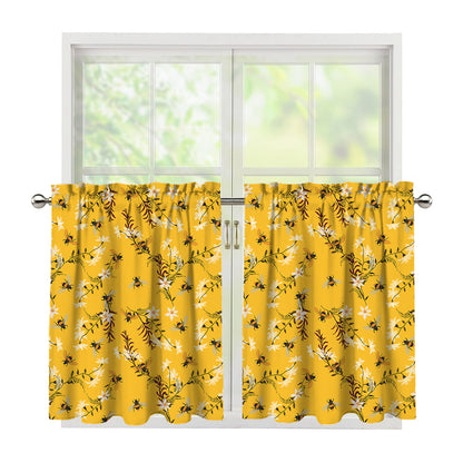 Bee Drawing Pattern Print Tier Curtains