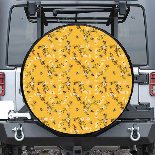 Bee Drawing Pattern Print Tire Cover