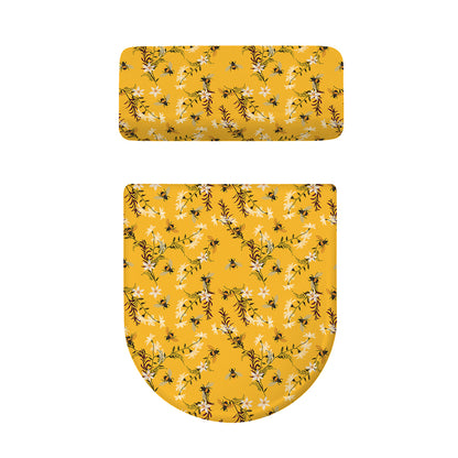 Bee Drawing Pattern Print Toilet Lid And Tank Cover Set