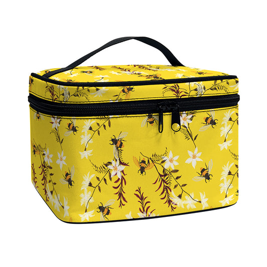 Bee Drawing Pattern Print Travel Makeup Bag