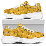 Bee Drawing Pattern Print White Chunky Shoes