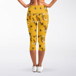 Bee Drawing Pattern Print Women's Capri Leggings