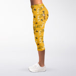Bee Drawing Pattern Print Women's Capri Leggings