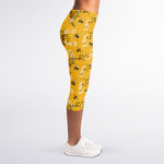 Bee Drawing Pattern Print Women's Capri Leggings