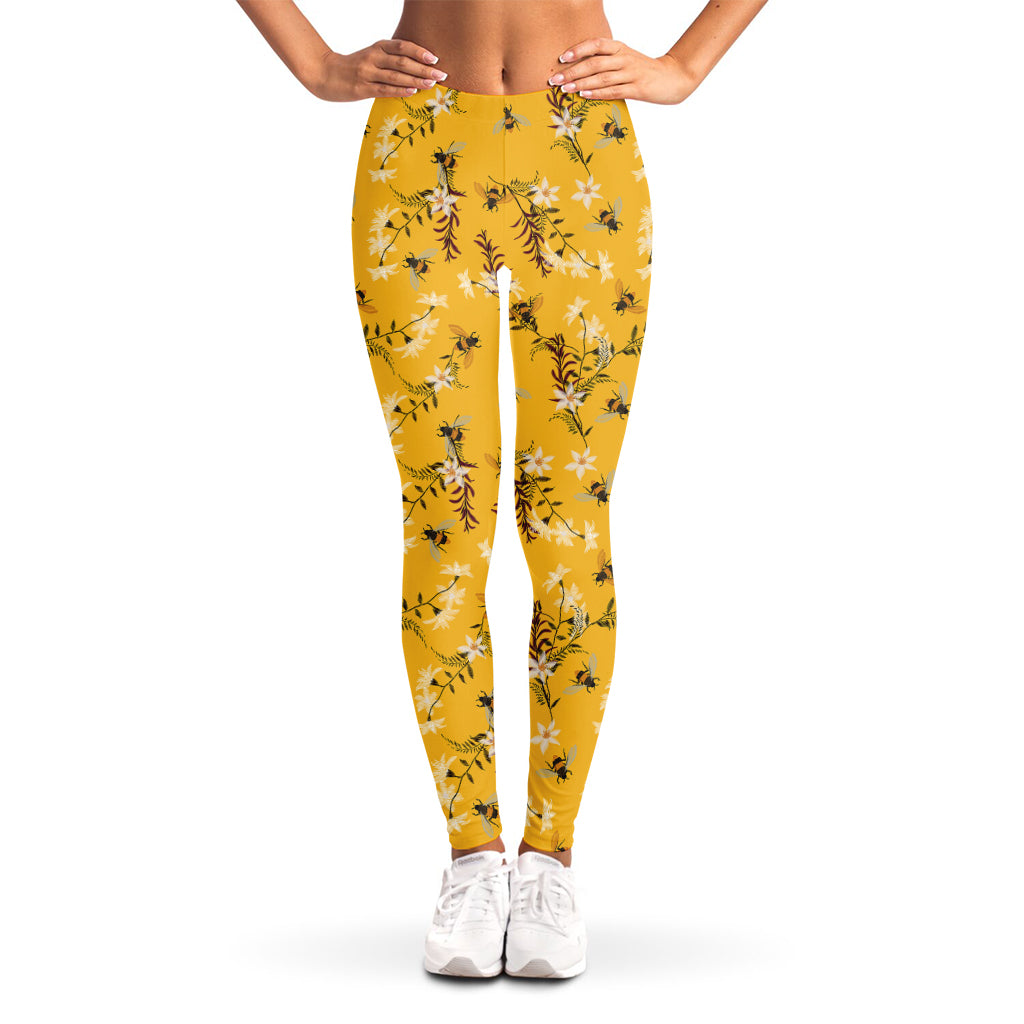 Bee Drawing Pattern Print Women's Leggings