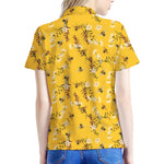 Bee Drawing Pattern Print Women's Polo Shirt