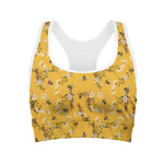 Bee Drawing Pattern Print Women's Sports Bra