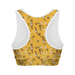 Bee Drawing Pattern Print Women's Sports Bra