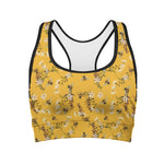 Bee Drawing Pattern Print Women's Sports Bra