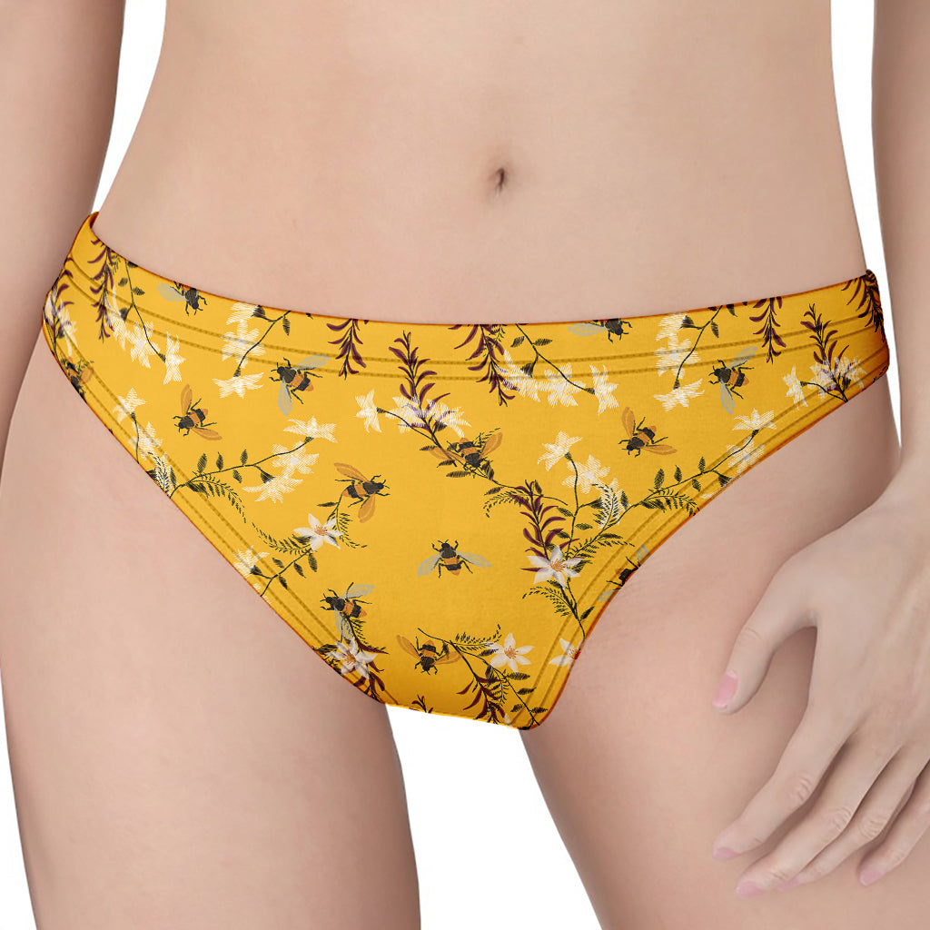 Bee Drawing Pattern Print Women's Thong