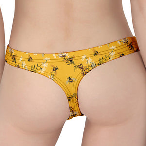 Bee Drawing Pattern Print Women's Thong