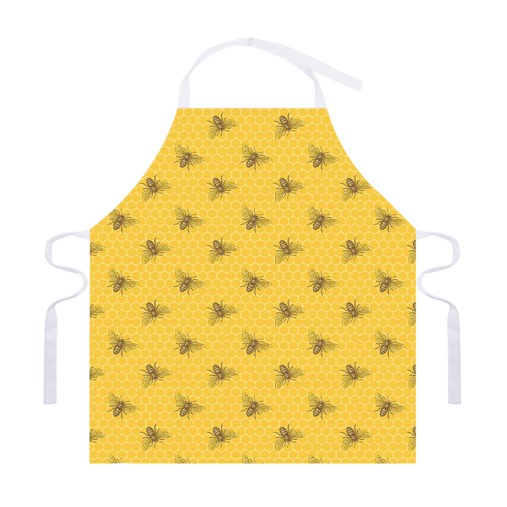 Bee Honeycomb Pattern Print Adjustable Apron