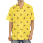 Bee Honeycomb Pattern Print Aloha Shirt