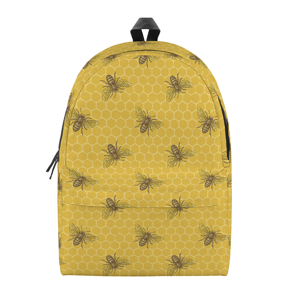Bee Honeycomb Pattern Print Backpack