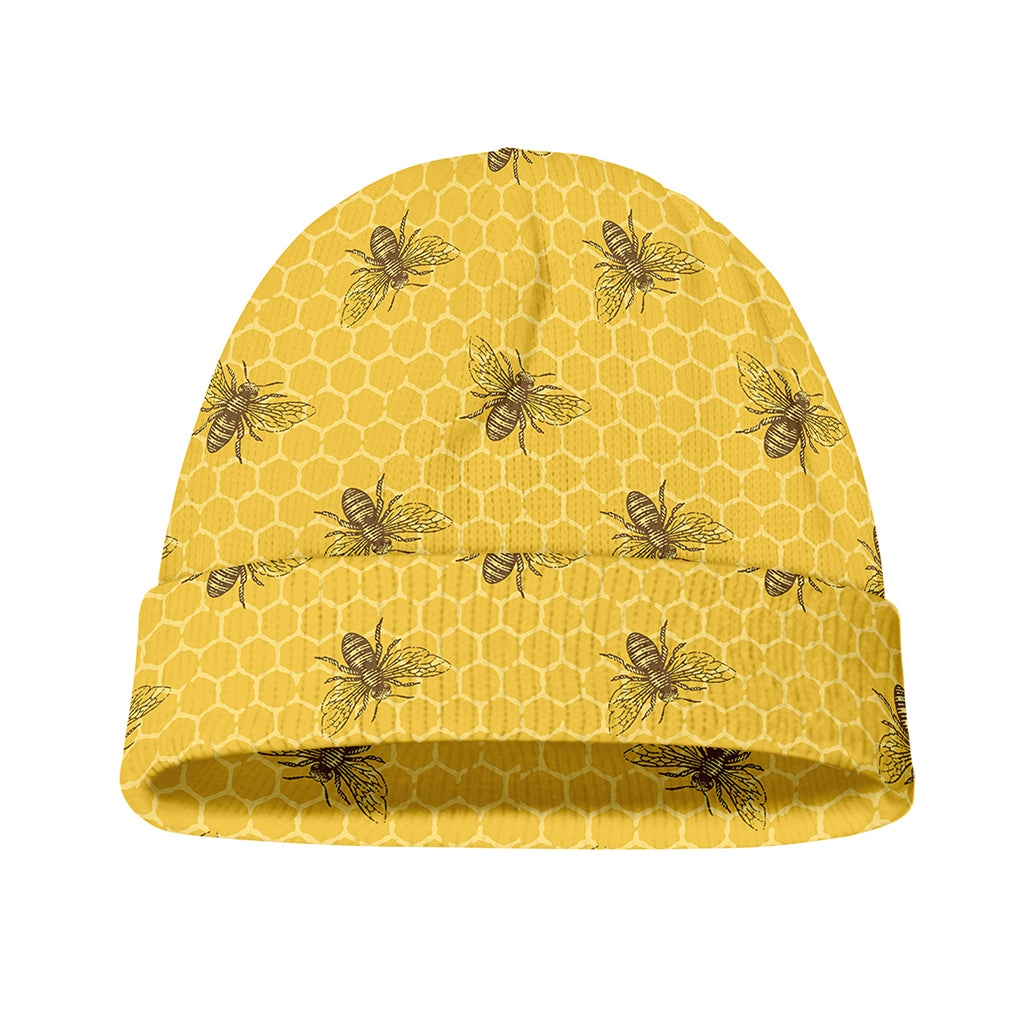 Bee Honeycomb Pattern Print Beanie