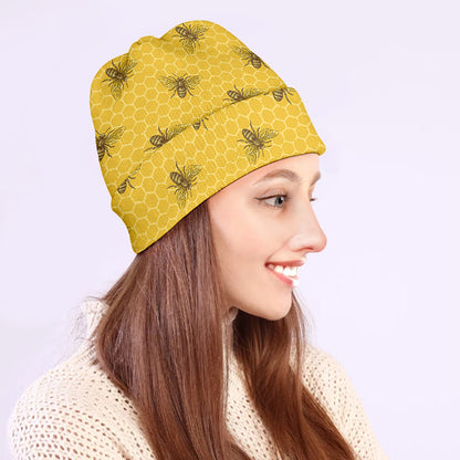 Bee Honeycomb Pattern Print Beanie
