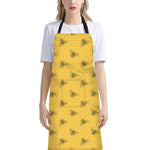Bee Honeycomb Pattern Print Bib Apron With Pocket