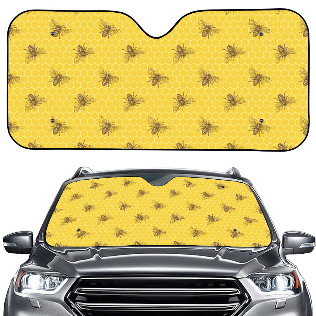 Bee Honeycomb Pattern Print Car Windshield Sun Shade