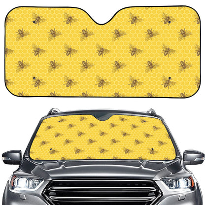 Bee Honeycomb Pattern Print Car Windshield Sun Shade