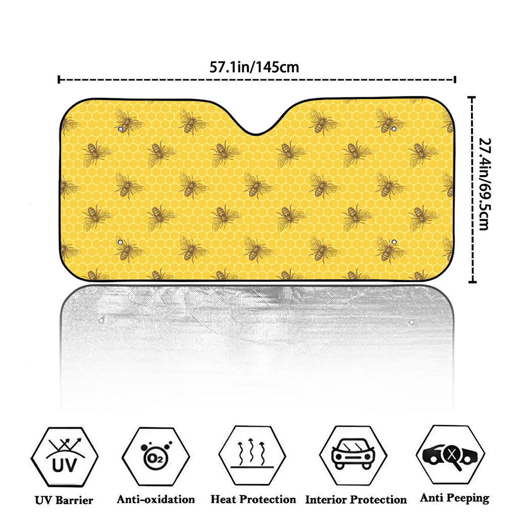 Bee Honeycomb Pattern Print Car Windshield Sun Shade