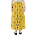 Bee Honeycomb Pattern Print Chiffon Maxi Skirt