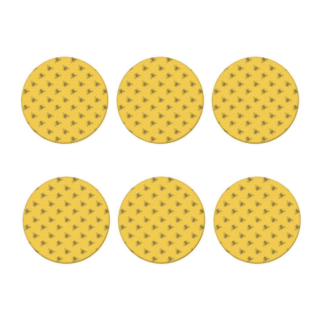 Bee Honeycomb Pattern Print Coaster Set