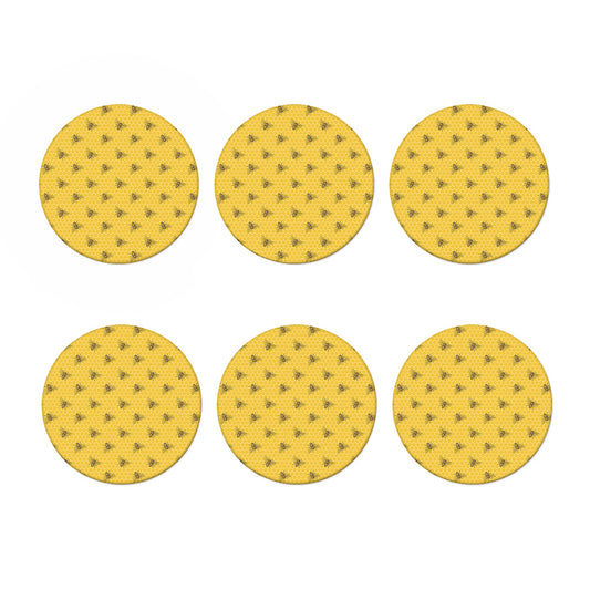 Bee Honeycomb Pattern Print Coaster Set