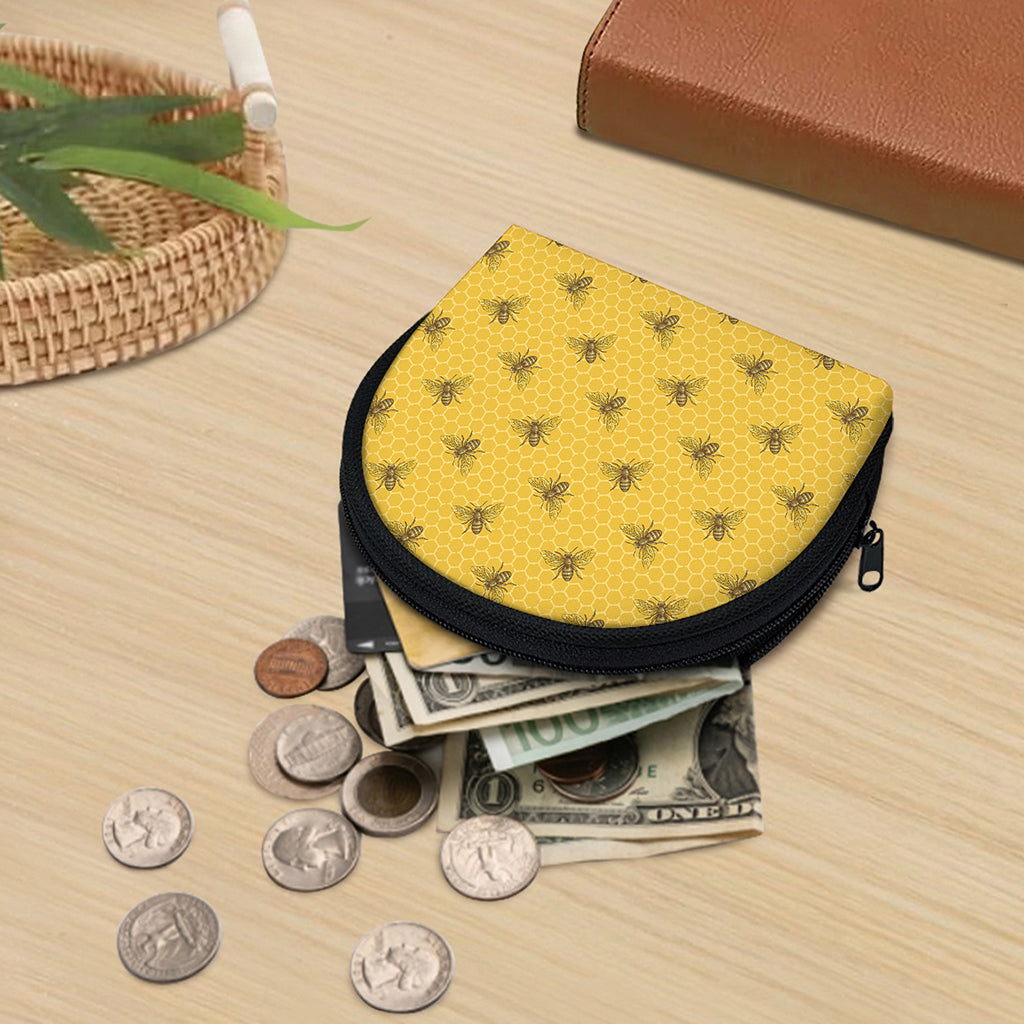 Bee Honeycomb Pattern Print Coin Purse