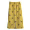 Bee Honeycomb Pattern Print Cotton Front Slit Maxi Skirt