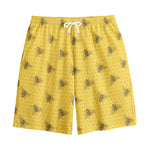 Bee Honeycomb Pattern Print Cotton Shorts