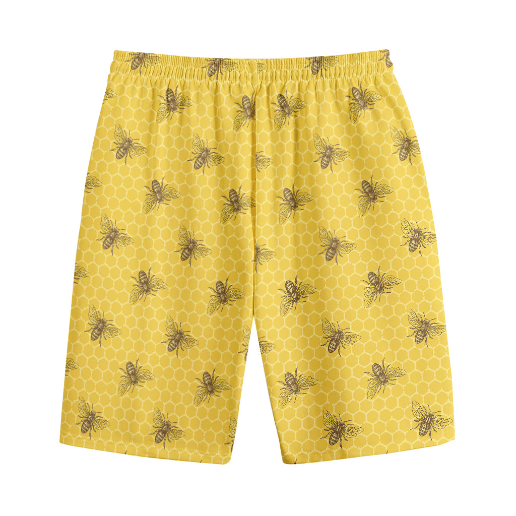 Bee Honeycomb Pattern Print Cotton Shorts
