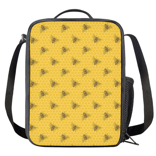 Bee Honeycomb Pattern Print Crossbody Lunch Bag