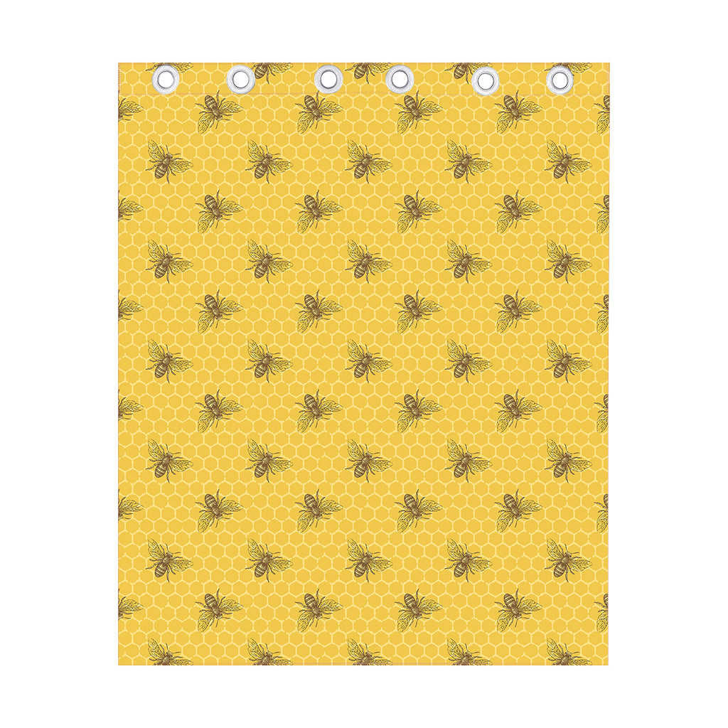 Bee Honeycomb Pattern Print Curtain