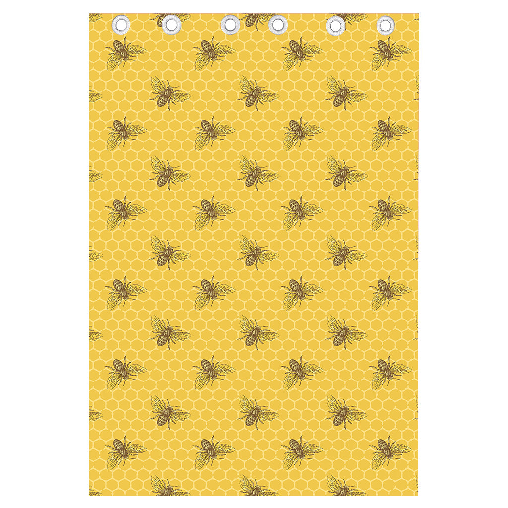 Bee Honeycomb Pattern Print Curtain