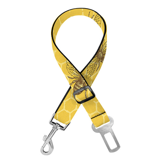Bee Honeycomb Pattern Print Dog Seat Belt