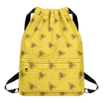Bee Honeycomb Pattern Print Drawstring Backpack
